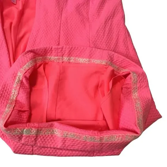 Lilly Pulitzer Pink Embroidered Sheath Dress Size 00 Cutout Back Zipper Lined - Picture 7 of 11